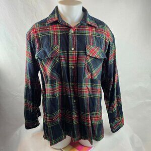Claybrooke Outdoors Flannel Shirt Mens XL Multicolor Plaid Acrylic Vintage